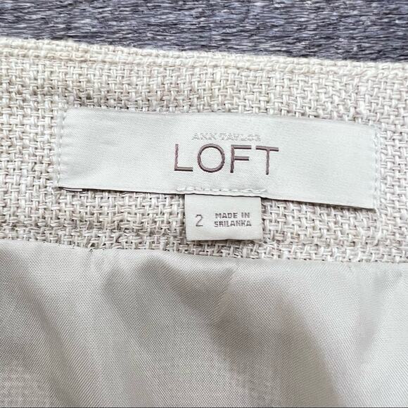 Loft 100% linen beige cream casual A-line skirt size 2 B145 - Picture 3 of 5